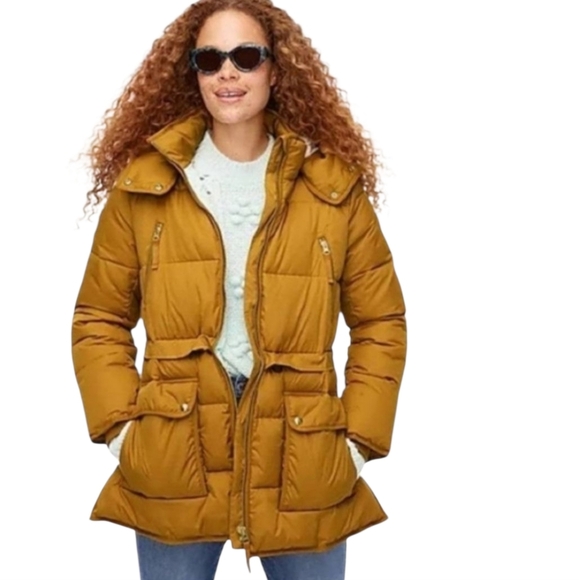 NWOT J. Crew Chateau Puffer Jacket Coat With PrimaLoft Yellow Gold AF012 Medium - Picture 2 of 13